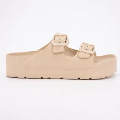 AMERICAN COLLEGE Mules compensées avec boucles Femme BEIGE Online