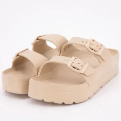 AMERICAN COLLEGE Mules compensées avec boucles Femme BEIGE Online