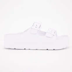 AMERICAN COLLEGE Mules compensées avec boucles Femme BLANC Clearance