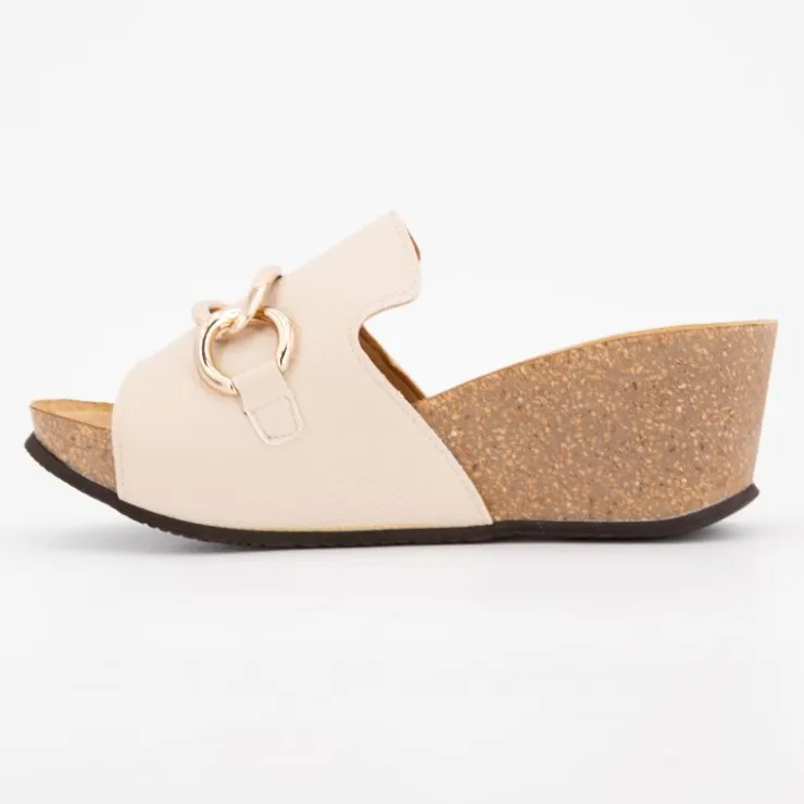 SCHOLL Mules compensées soleil avec bijoux Femme BEIGE Outlet