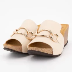 SCHOLL Mules compensées soleil avec bijoux Femme BEIGE Outlet