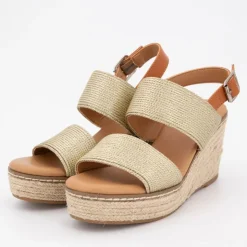 DEELUXE 74 Mules compensées cdes spritz lanières Femme OR Outlet