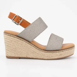 DEELUXE 74 Mules compensées cordes spritz lanières Femme ARGENT Outlet