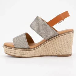 DEELUXE 74 Mules compensées cordes spritz lanières Femme ARGENT Outlet