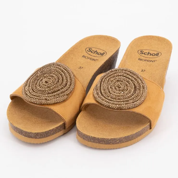 SCHOLL Mules compensées marron cala luna avec strass Femme MARRON CLAIR Hot