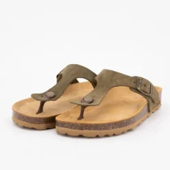 I AM Mules cuir entre doigt Femme KAKI Best