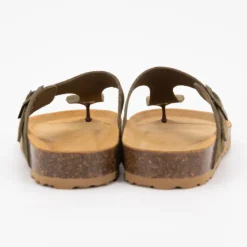 I AM Mules cuir entre doigt Femme KAKI Best