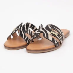 LES TROPEZIENNES PAR M.BELARBI Mules cuir hamigapo imprimé zèbre Femme NOIR Best