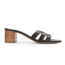 LES TROPEZIENNES PAR M.BELARBI Mules cuir Livia à talons 5cm Femme NOIR Discount