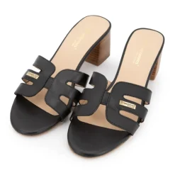 LES TROPEZIENNES PAR M.BELARBI Mules cuir Livia à talons 5cm Femme NOIR Discount