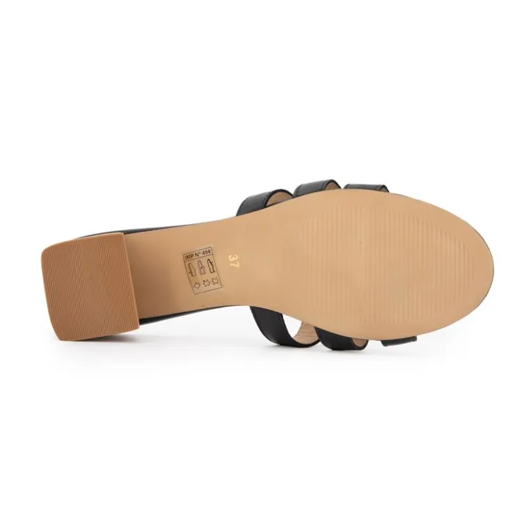 LES TROPEZIENNES PAR M.BELARBI Mules cuir Livia à talons 5cm Femme NOIR Discount