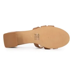 LES TROPEZIENNES PAR M.BELARBI Mules cuir Livia à talons 5cm Femme MARRON Clearance