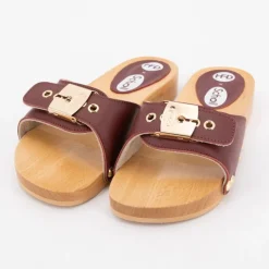 SCHOLL Mules cuir pescura starlight semelle effet bois Femme BORDEAUX New