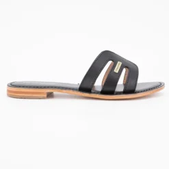 LES TROPEZIENNES PAR M.BELARBI Mules damia en cuir avec logo Femme NOIR New