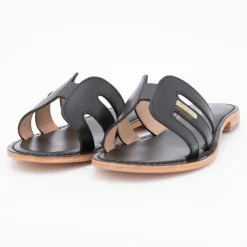 LES TROPEZIENNES PAR M.BELARBI Mules damia en cuir avec logo Femme NOIR New