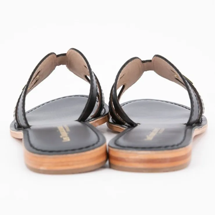 LES TROPEZIENNES PAR M.BELARBI Mules damia en cuir avec logo Femme NOIR New