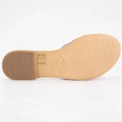 LES TROPEZIENNES PAR M.BELARBI Mules damia en cuir avec logo Femme BLANC ECRU Clearance