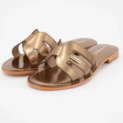 LES TROPEZIENNES PAR M.BELARBI Mules damia en cuir avec logo Femme BRONZE Clearance
