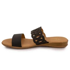 PINAZ Mules double bride avec découpe Femme NOIR New