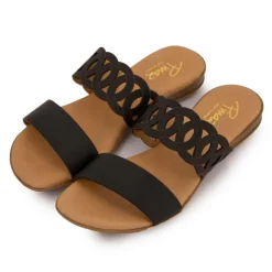 PINAZ Mules double bride avec découpe Femme NOIR New