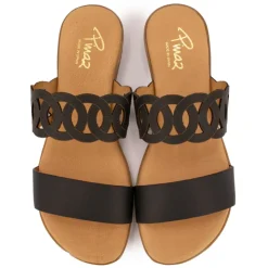 PINAZ Mules double bride avec découpe Femme NOIR New