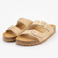 I AM Mules double bride en cuir sable Femme OR Clearance