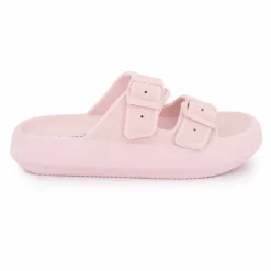 LAURA VITA Mules double bride nuon texturée 35/43 Femme ROSE CLAIR