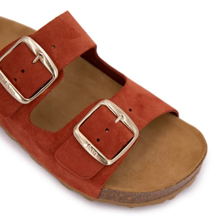 I AM Mules double brides compensée en daim Femme ORANGE Online