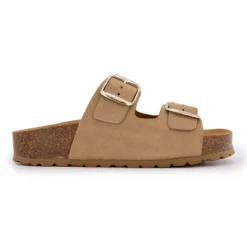 I AM Mules double brides compensée en daim Femme BEIGE Clearance