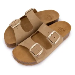 I AM Mules double brides compensée en daim Femme BEIGE Clearance