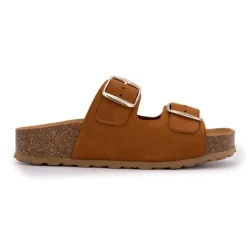 I AM Mules double brides compensée en daim Femme MARRON Outlet