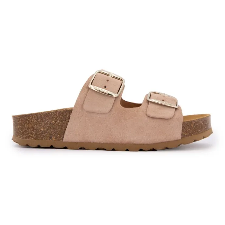 I AM Mules double brides compensée en daim Femme ROSE CLAIR Outlet