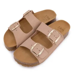 I AM Mules double brides compensée en daim Femme ROSE CLAIR Outlet