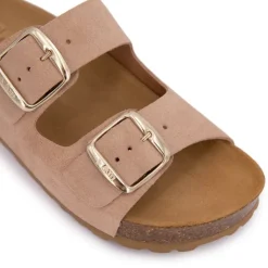 I AM Mules double brides compensée en daim Femme ROSE CLAIR Outlet