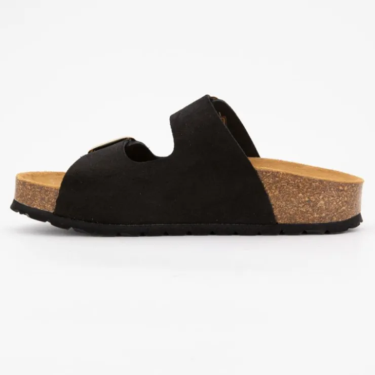 I AM Mules double brides compensée en daim Femme NOIR Outlet