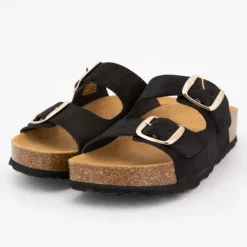 I AM Mules double brides compensée en daim Femme NOIR Outlet