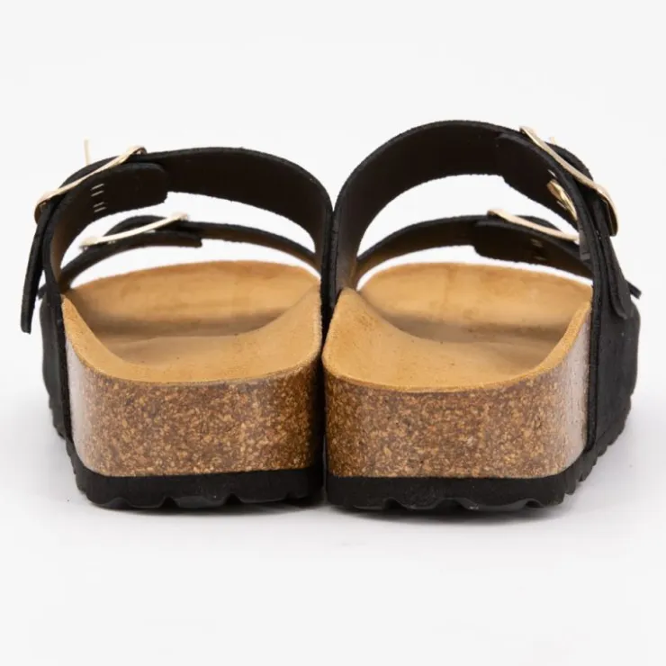 I AM Mules double brides compensée en daim Femme NOIR Outlet