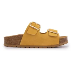 I AM Mules double brides compensée en daim Femme JAUNE Discount