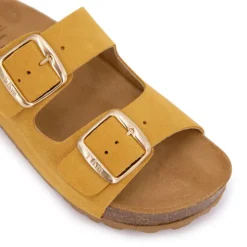 I AM Mules double brides compensée en daim Femme JAUNE Discount