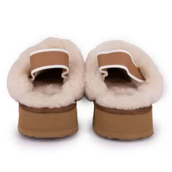 KELARA Mules en cuir fourrées avec élastique Femme MARRON Clearance