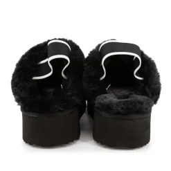 KELARA Mules en cuir fourrées avec élastique Femme NOIR Outlet