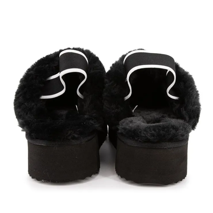 KELARA Mules en cuir fourrées avec élastique Femme NOIR Outlet