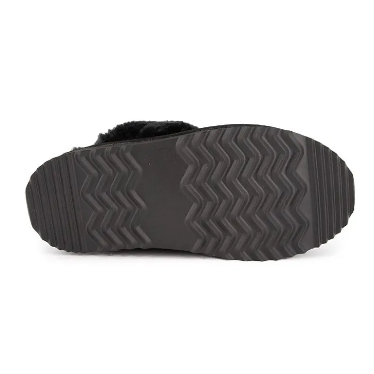 KELARA Mules en cuir fourrées avec élastique Femme NOIR Outlet