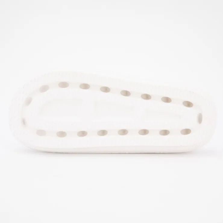 AMERICAN COLLEGE Mules en plastique double brides à boucles semelle épaisse Femme BLANC Hot