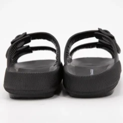 AMERICAN COLLEGE Mules en plastique double brides à boucles semelle épaisse Femme NOIR Hot