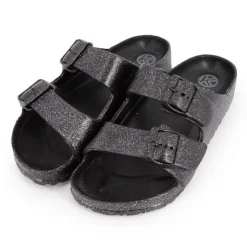 KELARA Mules en plastique glitter à enfiler Femme NOIR New