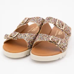 CARLA TORTOSA Mules glitter arc en ciel platino double boucle Enfant MULTICOLORE Online
