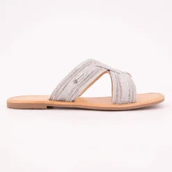 LES TROPEZIENNES PAR M.BELARBI Mules habana avec strass Femme ARGENT Discount