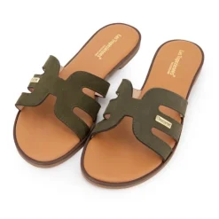 LES TROPEZIENNES PAR M.BELARBI Mules Hamiga semelle gravée Femme KAKI Hot