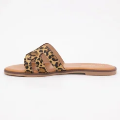 LES TROPEZIENNES PAR M.BELARBI Mules hamigapo à motif léopard cuir Femme MARRON Clearance